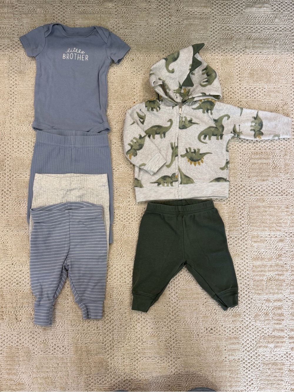 Carter’s Baby Boy 3M Clothing Bundle 6pc Dinosaur Little Brother
